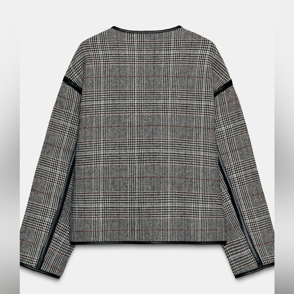 NWT Zara REVERSIBLE FAUX LEATHER PIPING WOOL JACKET size M - Picture 14 of 16